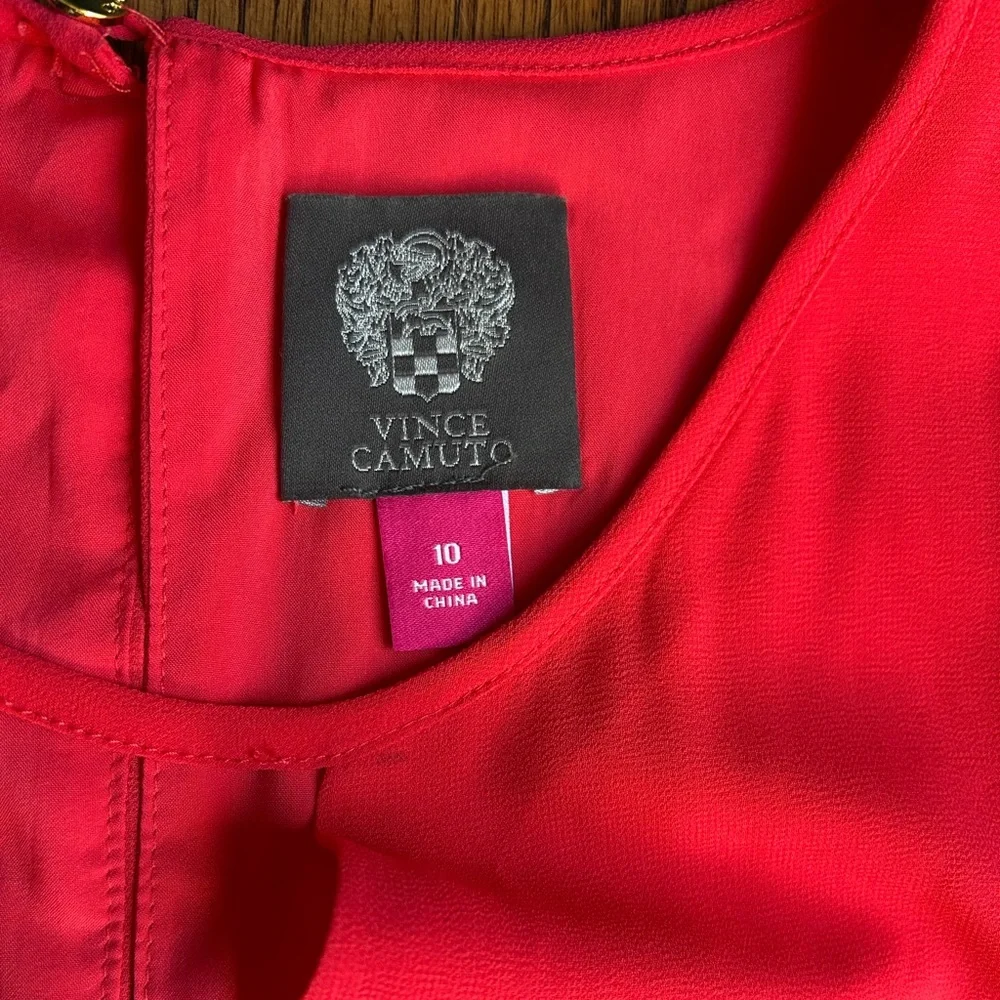 Vince Camuto Front Ruffled Sleeve Coral Dress - Picture 3 of 7